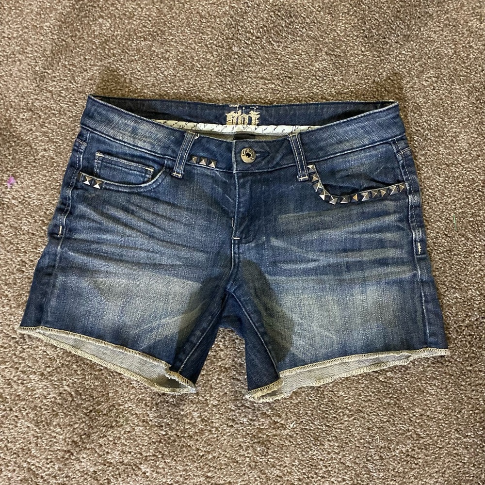 SPJ Jean shorts with silver studs. Low/medium rise